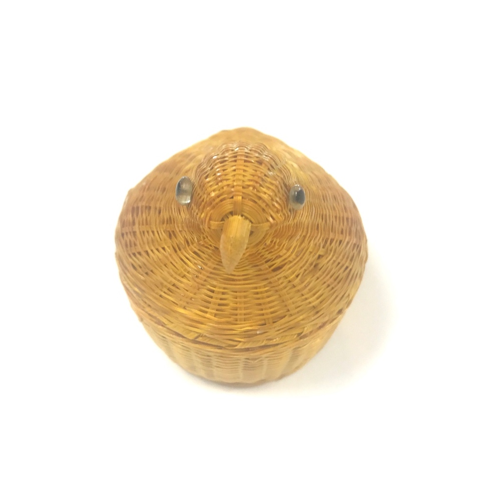 Vintage Bird Basket Bamboo Wicker with Lid